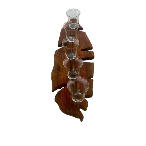 Hand Carved unique vintage Wooden 5 Tea Light Candle Holder. 20”L x 6.5”W - Picture 7 of 14